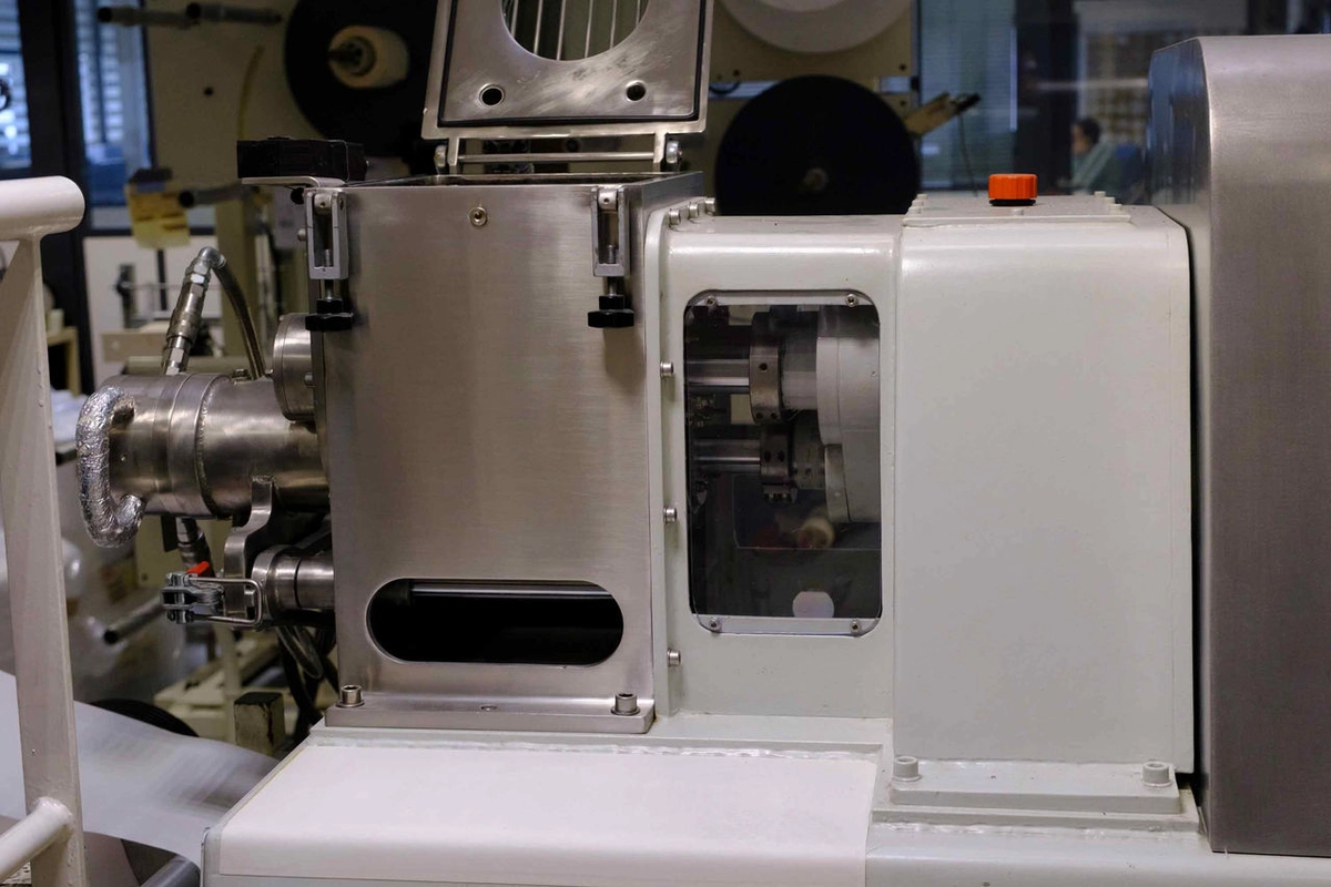 Industrial manufacturing machine in a factory environment