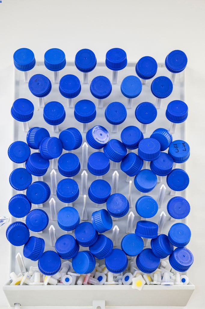 Nel laboratorio di test dello stabilimento, i campioni vengono costantemente prelevati e la qualità dei prodotti testati.