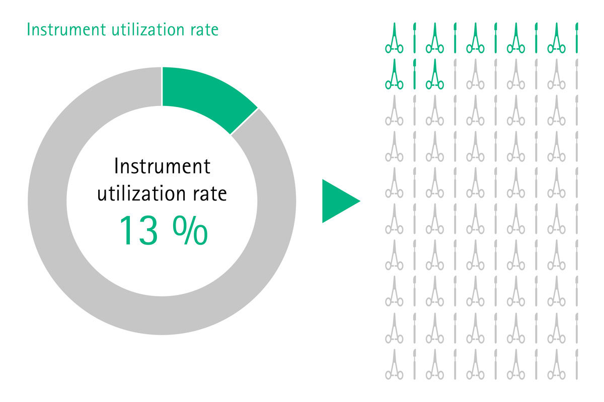 Grafico informativo del tasso di utilizzo dello strumento del 13%
