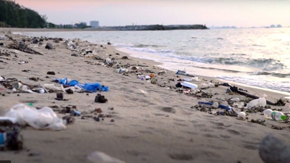 beach full of plastic waste