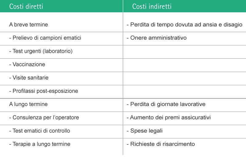 Table with Information regarding direct and indirect costs associated with NSIs.